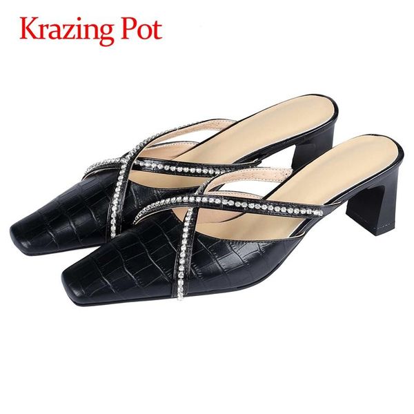 krazing pot genuine leather square toe high heel shollow diamond fashion vintage simple style slip on sandals women l73 dress shoes, Black
krazing pot genuine leather square toe high heel shollow diamond fashion vintage simple style slip on sandals women l73 dress shoes, Black