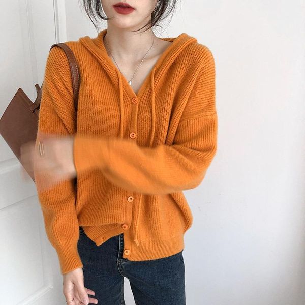 women's knits & tees sweater cardigan women spring long sleeve hooded coat korean fashion orange green pink knitting loose casual femal, White
women's knits & tees sweater cardigan women spring long sleeve hooded coat korean fashion orange green pink knitting loose casual femal, White
