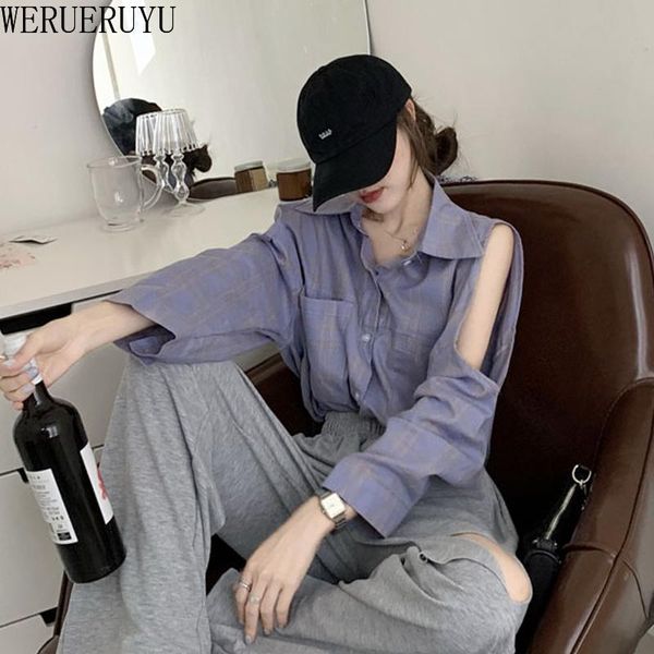 stylish women off shoulder casual blouse shirt plaid women's blouses & shirts, White
stylish women off shoulder casual blouse shirt plaid women's blouses & shirts, White