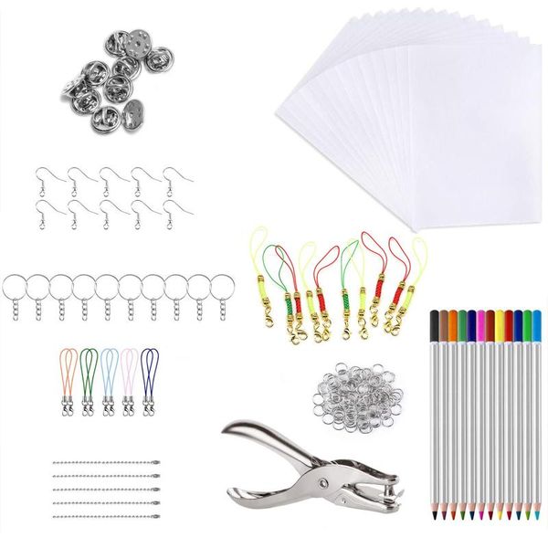 craft tools 58/156/188pcs shrinky art paper heat shrink sheet plastic kit hole punch keychains pencils diy drawing supply
craft tools 58/156/188pcs shrinky art paper heat shrink sheet plastic kit hole punch keychains pencils diy drawing supply