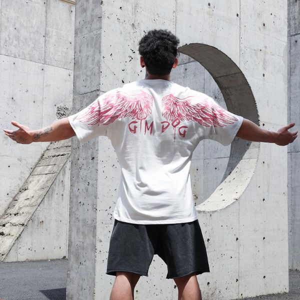 men's t-shirts logo wing print short sleeve t-shirt loose half fitness wear for men summer training, White;black
men's t-shirts logo wing print short sleeve t-shirt loose half fitness wear for men summer training, White;black
