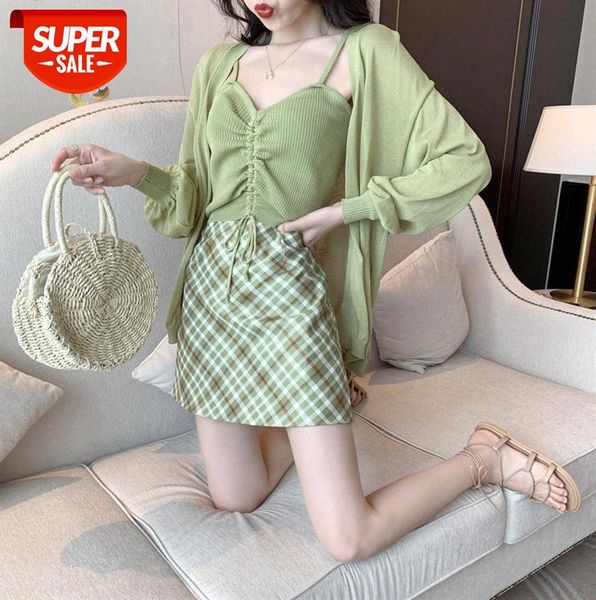 fashion lady avocado green knit cardigan drawstring sling plaid short skirt half set #eg5g, Black;gray
fashion lady avocado green knit cardigan drawstring sling plaid short skirt half set #eg5g, Black;gray