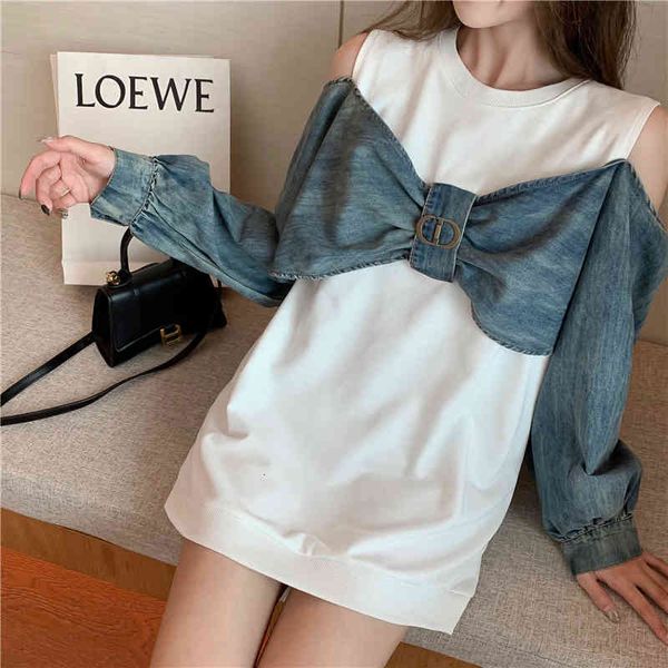 hoodies spring fake two pieces sweatershirt bowknot demin patchwork hoodies long sleeve strapless women jumper, Black
hoodies spring fake two pieces sweatershirt bowknot demin patchwork hoodies long sleeve strapless women jumper, Black