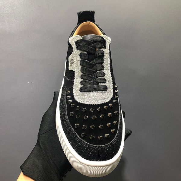 fashion luxury designer men's platform casual shoes with rivets mens luxury designer sneakers leather suede patchwork trainers leisure, Black
fashion luxury designer men's platform casual shoes with rivets mens luxury designer sneakers leather suede patchwork trainers leisure, Black