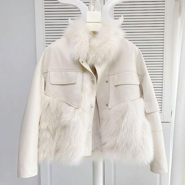 women's fur & faux natural long sleeves sheepskin coat short 2021 foreign fashion young winter double-faced white jacket, Black
women's fur & faux natural long sleeves sheepskin coat short 2021 foreign fashion young winter double-faced white jacket, Black