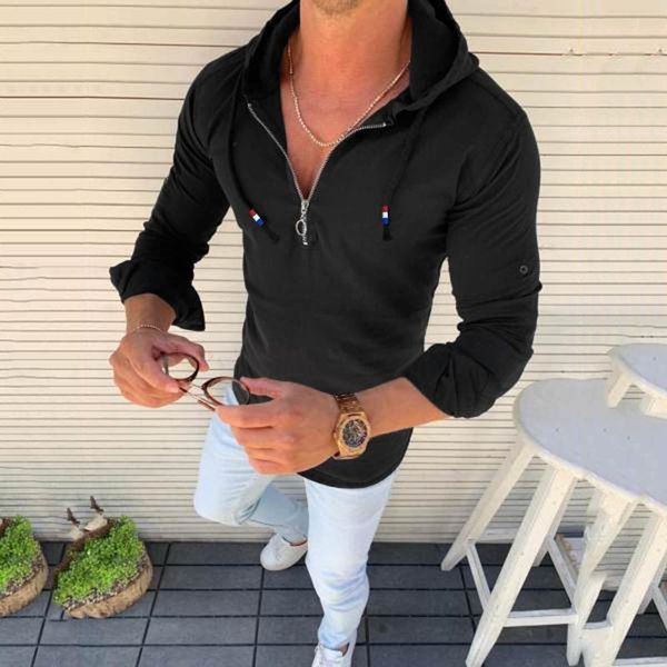 men's casual shirts tight-fitting hoodie solid color zipper long-sleeved shirt 2 colors spring and summer 2021 street trendy clothing 3, White;black
men's casual shirts tight-fitting hoodie solid color zipper long-sleeved shirt 2 colors spring and summer 2021 street trendy clothing 3, White;black