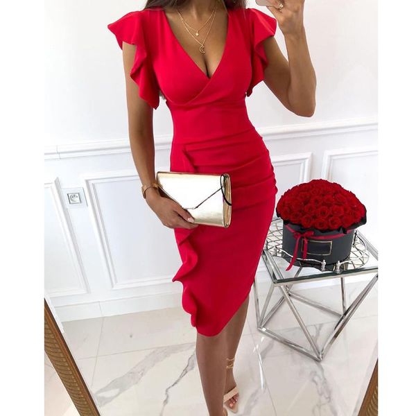 casual dresses imcute ol v-neck slim office lady dress weding ruffle short sleeve bodycon knee-length 2021 woman, Black;gray
casual dresses imcute ol v-neck slim office lady dress weding ruffle short sleeve bodycon knee-length 2021 woman, Black;gray