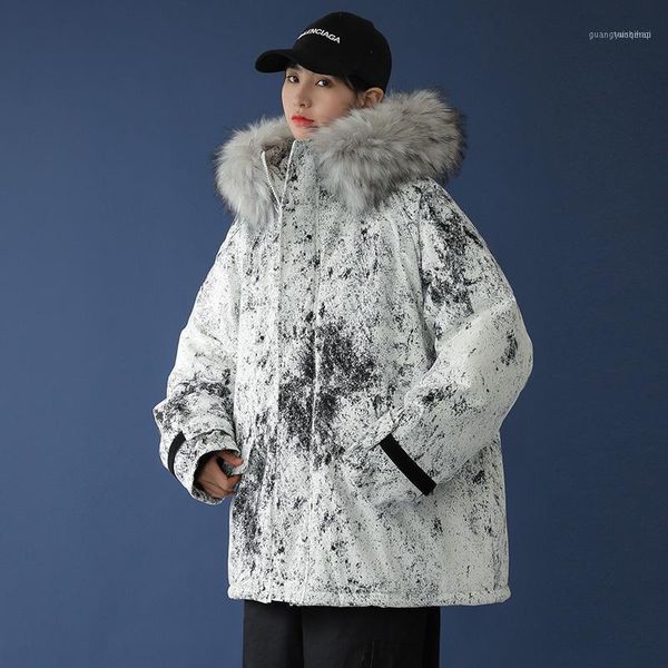 women winter camo parkas large size fur collar hooded coat outwear hip hop streetwear woman jacket1, Black
women winter camo parkas large size fur collar hooded coat outwear hip hop streetwear woman jacket1, Black