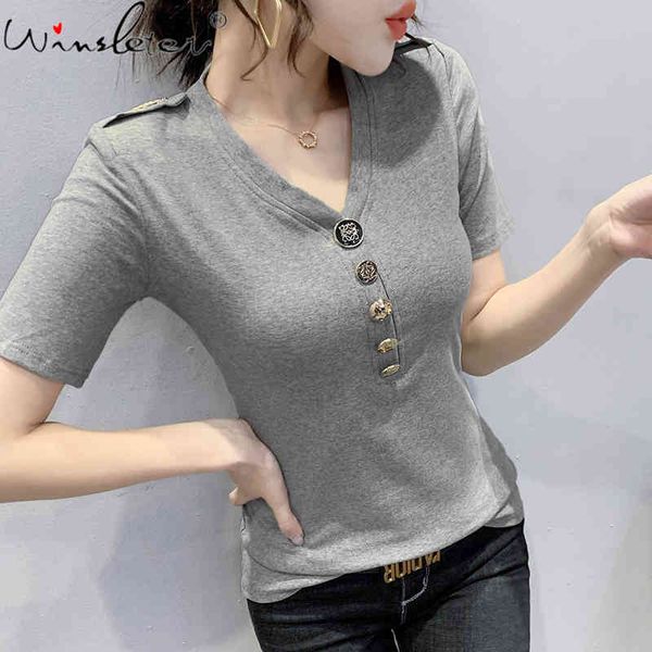 women's t-shirt summer korean clothes cotton girl fashion solid v-neck button women short sleeve shoulder board tees 2021 t14, White
women's t-shirt summer korean clothes cotton girl fashion solid v-neck button women short sleeve shoulder board tees 2021 t14, White