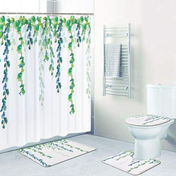 bath accessory set 4 pcs blue green leaves shower curtain with non-slip rug, toilet lid cover, mat and 12 hooks, plant leaf vine
bath accessory set 4 pcs blue green leaves shower curtain with non-slip rug, toilet lid cover, mat and 12 hooks, plant leaf vine