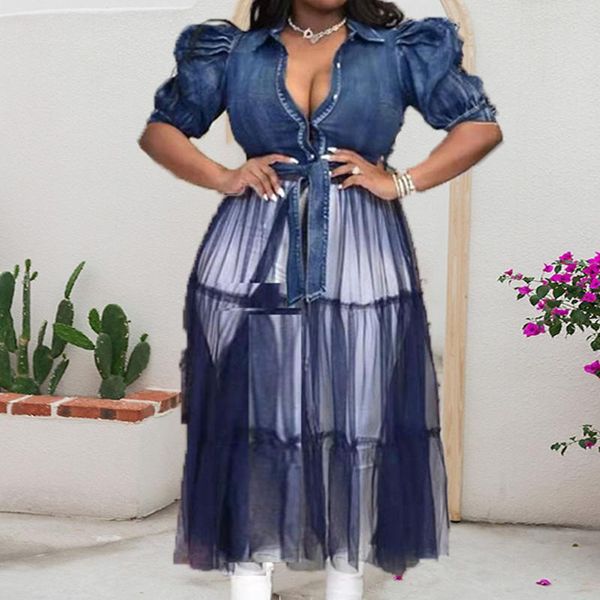 casual dresses autumn 2021 solid color women dress cowboy splicing net yarn puff sleeve fashion temperament african, Black;gray
casual dresses autumn 2021 solid color women dress cowboy splicing net yarn puff sleeve fashion temperament african, Black;gray