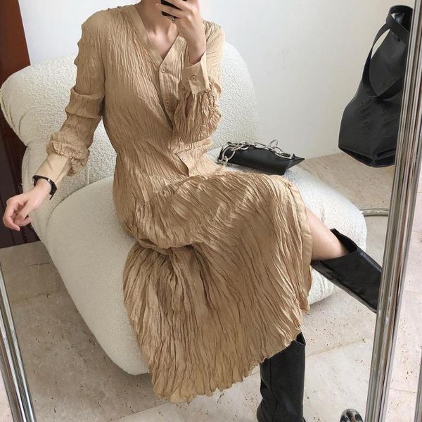 elegant ruched women 2021 early autumn dress v-neck full sleeve single-breasted female long dresses spring vestidos casual, Black;gray
elegant ruched women 2021 early autumn dress v-neck full sleeve single-breasted female long dresses spring vestidos casual, Black;gray