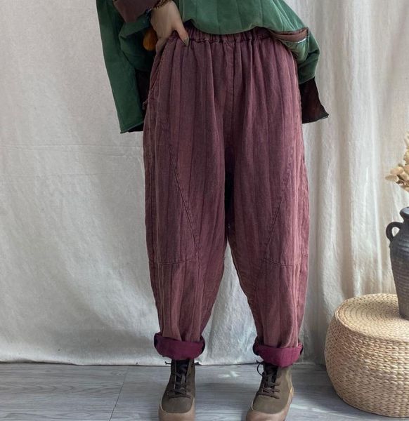 women's pants & capris winter women retro casual thicker double trousers 2021 female elastic waist pocket vintage loose, Black;white
women's pants & capris winter women retro casual thicker double trousers 2021 female elastic waist pocket vintage loose, Black;white