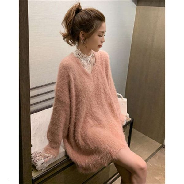 set of autumn fluffy loose sweater lace bottomed shirt goddess celebrity style suit, White;black
set of autumn fluffy loose sweater lace bottomed shirt goddess celebrity style suit, White;black