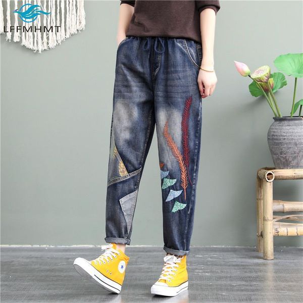 women spring autumn fashion loose casual denim jeans office lady elastic waist embroidered harem pants female large size trouser, Blue
women spring autumn fashion loose casual denim jeans office lady elastic waist embroidered harem pants female large size trouser, Blue