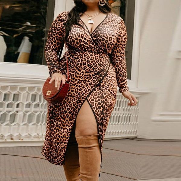 plus size dresses women dress leopard wrap v neck bodycon 2021 autumn winter long sleeve with a slit party 3xl 4xl 5xl, Black
plus size dresses women dress leopard wrap v neck bodycon 2021 autumn winter long sleeve with a slit party 3xl 4xl 5xl, Black