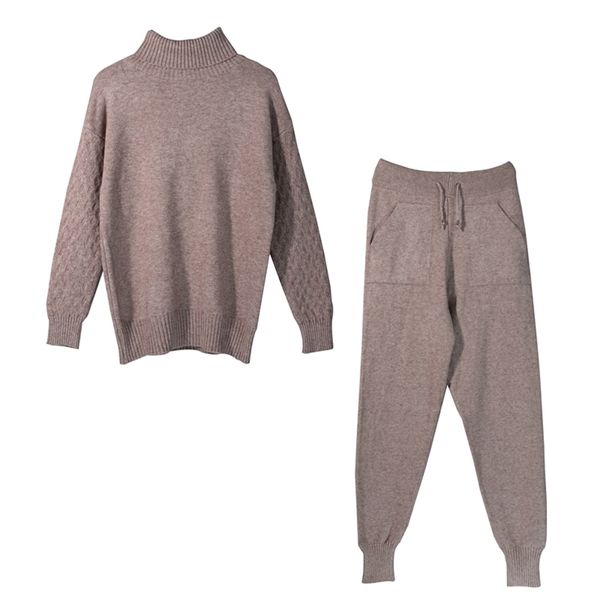 2 pieces set women knitted tracksuit turtleneck sweater + carrot jogging pants pullover chic outwear 210507, White
2 pieces set women knitted tracksuit turtleneck sweater + carrot jogging pants pullover chic outwear 210507, White