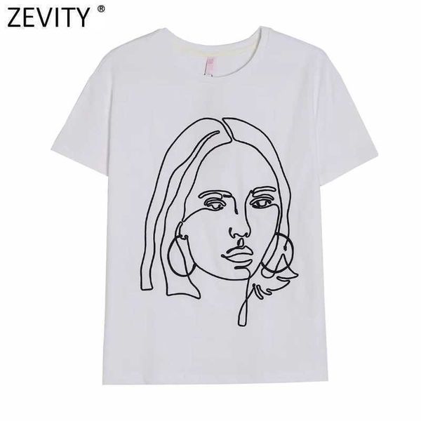 zevity women simply beauty head sculpture appliques casual slim white t-shirt female chic basic knitting summer t692 210603
zevity women simply beauty head sculpture appliques casual slim white t-shirt female chic basic knitting summer t692 210603