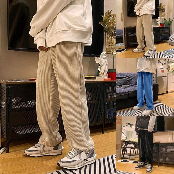men's pants man casual tie leg straight woman corduroy solid color oversize trousers warm korean streetwear 2021, Black
men's pants man casual tie leg straight woman corduroy solid color oversize trousers warm korean streetwear 2021, Black