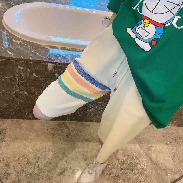 rainbow knitted five point shorts women's spring and summer loose sports 2021 new four bar casual pants, Black;white
rainbow knitted five point shorts women's spring and summer loose sports 2021 new four bar casual pants, Black;white