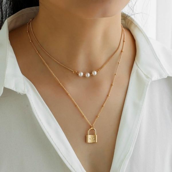 pendant necklaces necklace for women all-match pearl charm chain metal small lock trend long choker jewely on the neck, Silver
pendant necklaces necklace for women all-match pearl charm chain metal small lock trend long choker jewely on the neck, Silver