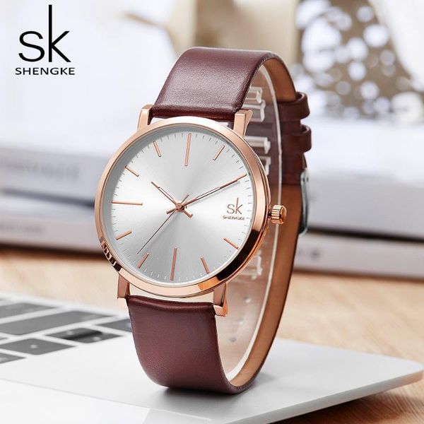 shengke luxury couple watches waterproof men women brand lovers fashion leather strap hombre wristwatches, Slivery;brown 
shengke luxury couple watches waterproof men women brand lovers fashion leather strap hombre wristwatches, Slivery;brown
