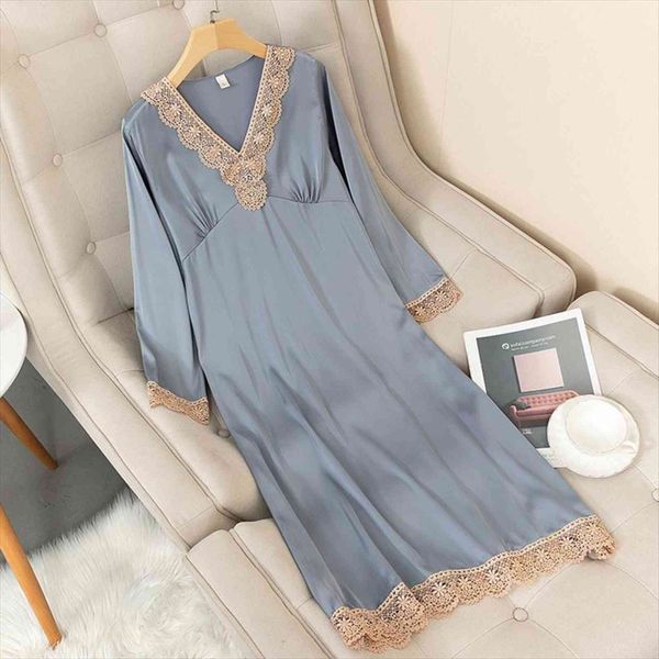 sleeping skirt loose women sleepwear nightwear v neck satin long sleeve casual nightgown summer thin home dressing gown, Black;red
sleeping skirt loose women sleepwear nightwear v neck satin long sleeve casual nightgown summer thin home dressing gown, Black;red