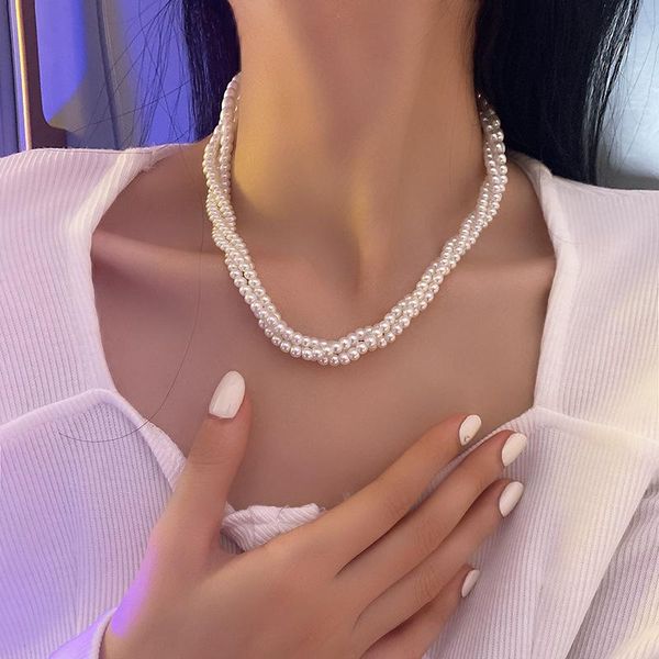 pendant necklaces design simple multi-layer pearl winding necklace for women choker clavicle chain fashion luxury jewelry anniversary gift, Silver
pendant necklaces design simple multi-layer pearl winding necklace for women choker clavicle chain fashion luxury jewelry anniversary gift, Silver