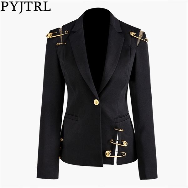 pyjtrl women spring autumn black hollow out pin spliced jacket fashion long sleeve coat 211014, Black;brown
pyjtrl women spring autumn black hollow out pin spliced jacket fashion long sleeve coat 211014, Black;brown