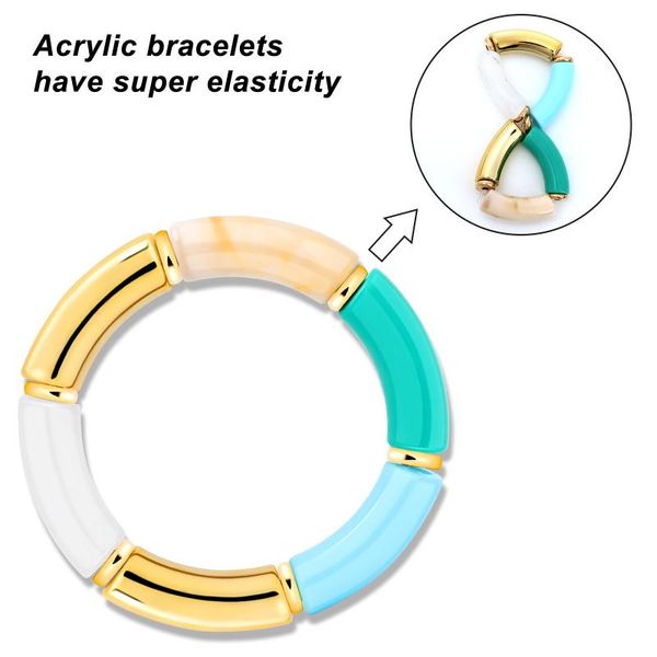 bangle 1pc colorful bamboo tube elastic bracelet acrylic brass material spacers, Black
bangle 1pc colorful bamboo tube elastic bracelet acrylic brass material spacers, Black