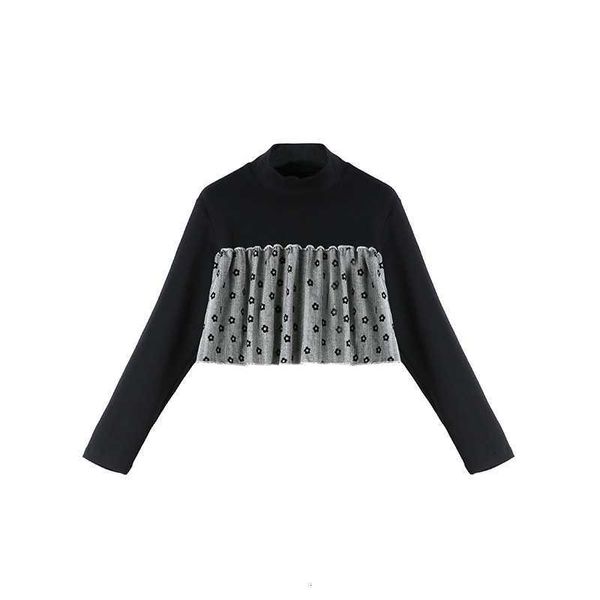 women's knits & tees ruffle crop women turtleneck patchwork mesh long sleeve ladies and blouses korean fashion cloth zfcu, White
women's knits & tees ruffle crop women turtleneck patchwork mesh long sleeve ladies and blouses korean fashion cloth zfcu, White