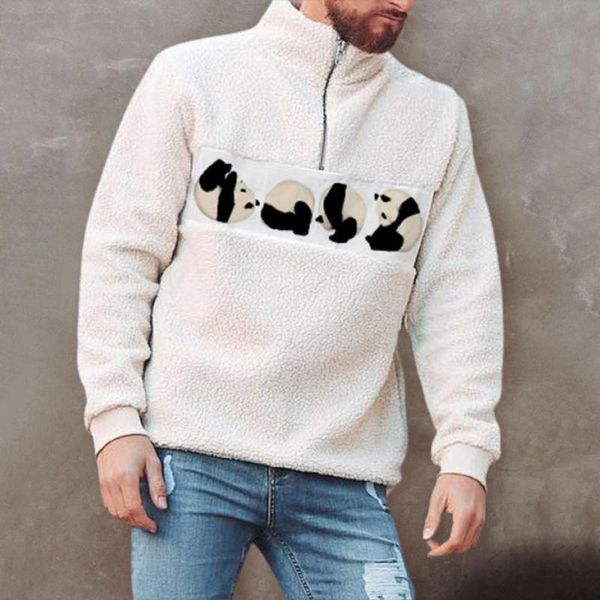 men's hoodies & sweatshirts pullover coat stand collar warm casual panda pattern elastic cuff men sweatshirt long sleeve loose for wint, Black
men's hoodies & sweatshirts pullover coat stand collar warm casual panda pattern elastic cuff men sweatshirt long sleeve loose for wint, Black