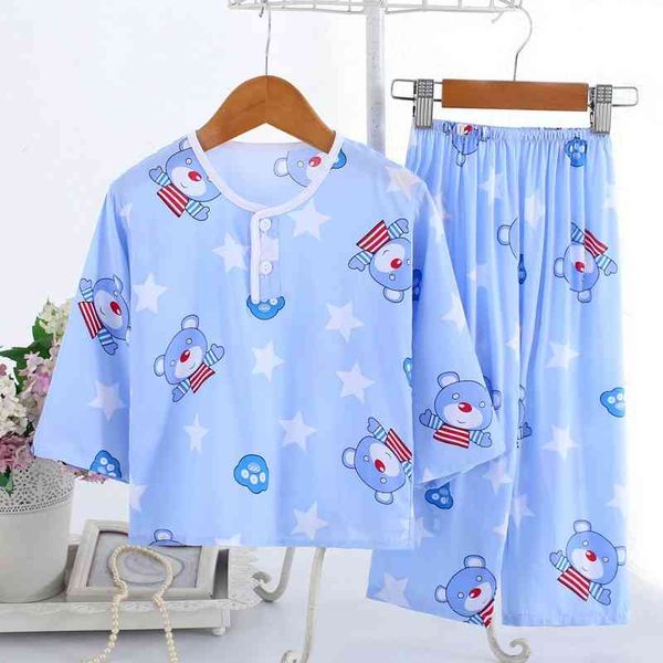 children's cotton silk pajamas in summer, Blue;red
children's cotton silk pajamas in summer, Blue;red