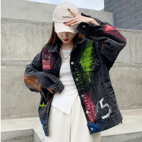 women's jackets spring color printing hand painted graffiti hip hop denim jacket women fashion chaqueta mujer veste femme streetwear cl, Black;brown
women's jackets spring color printing hand painted graffiti hip hop denim jacket women fashion chaqueta mujer veste femme streetwear cl, Black;brown