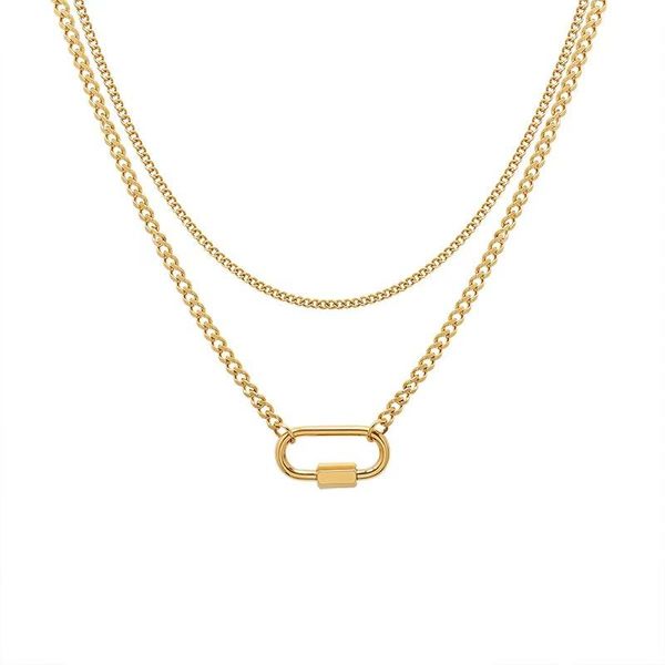 pendant necklaces dainty geometric cuba specific oval buckle double layered clavicle multi women gold stainless steel jewelry, Silver
pendant necklaces dainty geometric cuba specific oval buckle double layered clavicle multi women gold stainless steel jewelry, Silver