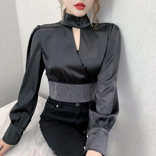 women's blouses & shirts 2021 satin for women luxury rhinestone patchwork crop femme backless hollow zipper blouse with tube, White
women's blouses & shirts 2021 satin for women luxury rhinestone patchwork crop femme backless hollow zipper blouse with tube, White