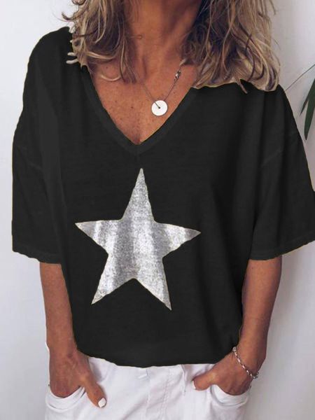 women's t-shirt 2019 fashion shirt for women with sequins and v-neck five-pointed star t-shirts for women short-sleeved for stre, White
women's t-shirt 2019 fashion shirt for women with sequins and v-neck five-pointed star t-shirts for women short-sleeved for stre, White