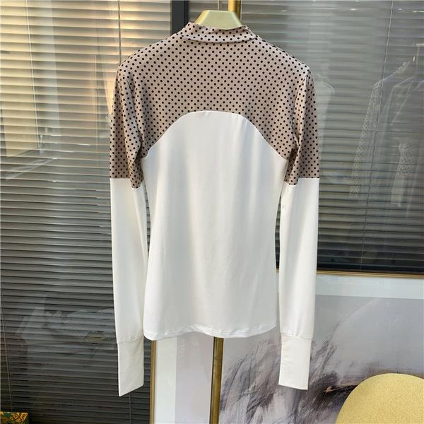 women's t-shirt women spring / summer 2021 long-sleeved polka-dot patchwork, White
women's t-shirt women spring / summer 2021 long-sleeved polka-dot patchwork, White