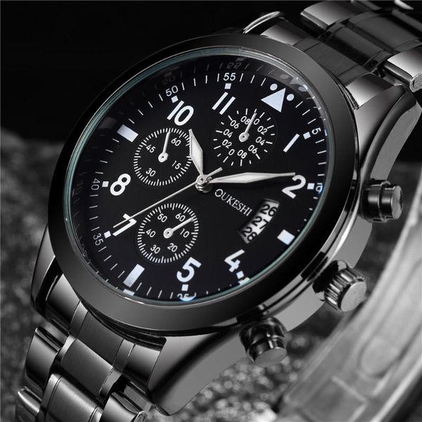 wristwatches fashion watch men's all black steel belt calendar business fake three-eye quartz, Slivery;brown
wristwatches fashion watch men's all black steel belt calendar business fake three-eye quartz, Slivery;brown