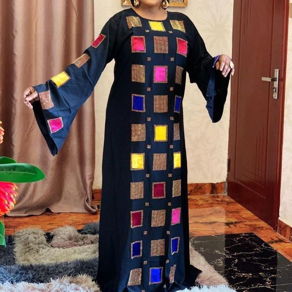 casual dresses women loose o neck printed flare sleeves diamonds maxi long vestidos female plus size african fashion autumn robes, Black;gray 
casual dresses women loose o neck printed flare sleeves diamonds maxi long vestidos female plus size african fashion autumn robes, Black;gray