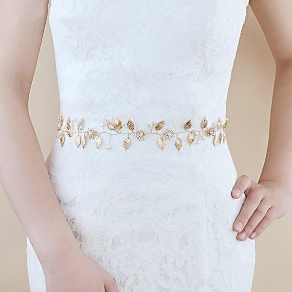 wedding sashes gold bridal belt leaves crystal peals dress for bride and bridesmaid, White
wedding sashes gold bridal belt leaves crystal peals dress for bride and bridesmaid, White