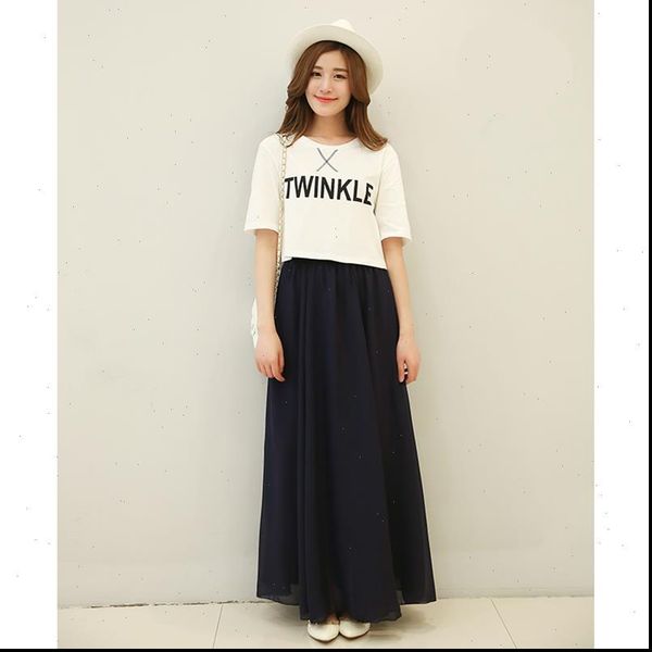 chiffon cool elastic waist womens skirts long solid color elegant spring and summer autumn pleated falda sk71, Black
chiffon cool elastic waist womens skirts long solid color elegant spring and summer autumn pleated falda sk71, Black