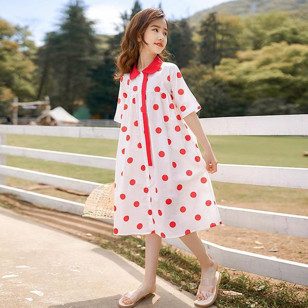 to 16 years, polka dot girls cotton mid dress 2021 kids clothes children summer dresses teen buttons comfortable,#6047 girl's, Red;yellow 
to 16 years, polka dot girls cotton mid dress 2021 kids clothes children summer dresses teen buttons comfortable,#6047 girl's, Red;yellow