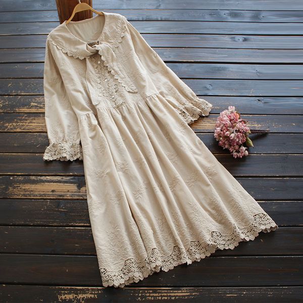 Casual female loose around the neck dressed in cotton lace long sleeve elegant spring swing dress, Black;gray
Casual female loose around the neck dressed in cotton lace long sleeve elegant spring swing dress, Black;gray