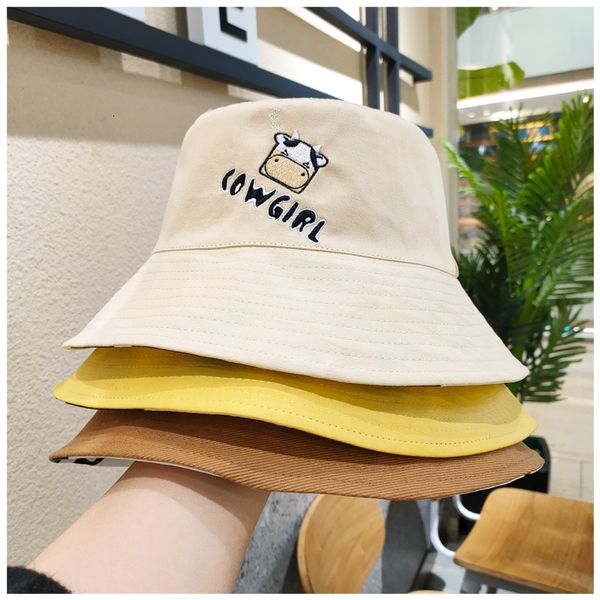 summer is suitable for women with round face and early spring fisherman's hat on both sides, Yellow