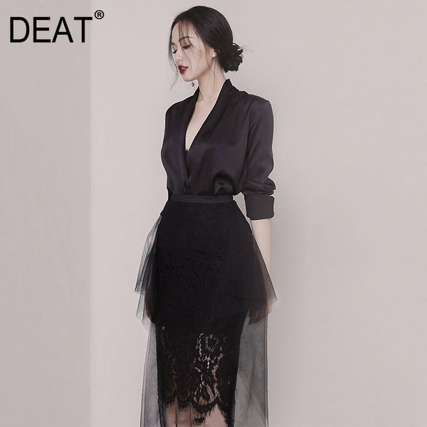 spring and autumn v-neck collar long sleeve lace patchwork mesh temperament suit black dress for women gx1074 210421, Black;gray
spring and autumn v-neck collar long sleeve lace patchwork mesh temperament suit black dress for women gx1074 210421, Black;gray