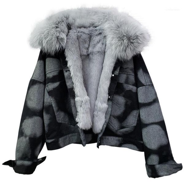women's fur & faux 2021 thick warm real collar jeans coat winter women plus size genuine liner single breasted denim jacket, Black
women's fur & faux 2021 thick warm real collar jeans coat winter women plus size genuine liner single breasted denim jacket, Black