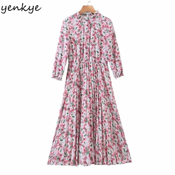 sweet floral print pleated midi chiffon dress women stand collar three-quarter sleeve spring plus size vestido 210514, Black;gray
sweet floral print pleated midi chiffon dress women stand collar three-quarter sleeve spring plus size vestido 210514, Black;gray