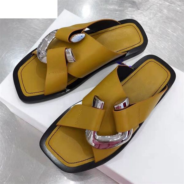 sandals metal buckle women slippers square toe flat mules summer fashion beach shoes ladies genuine leather runway female jgfm, Black
sandals metal buckle women slippers square toe flat mules summer fashion beach shoes ladies genuine leather runway female jgfm, Black