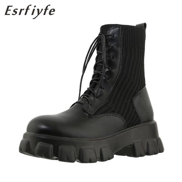 boots esrfiyfe 2021 leather socks stitching women ankle lace up shoes woman short winter warm platform heels, Black
boots esrfiyfe 2021 leather socks stitching women ankle lace up shoes woman short winter warm platform heels, Black